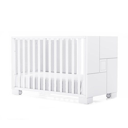 Cuna bebé Alondra Serie Clip de 60x120 cm blanca con ruedas · C156